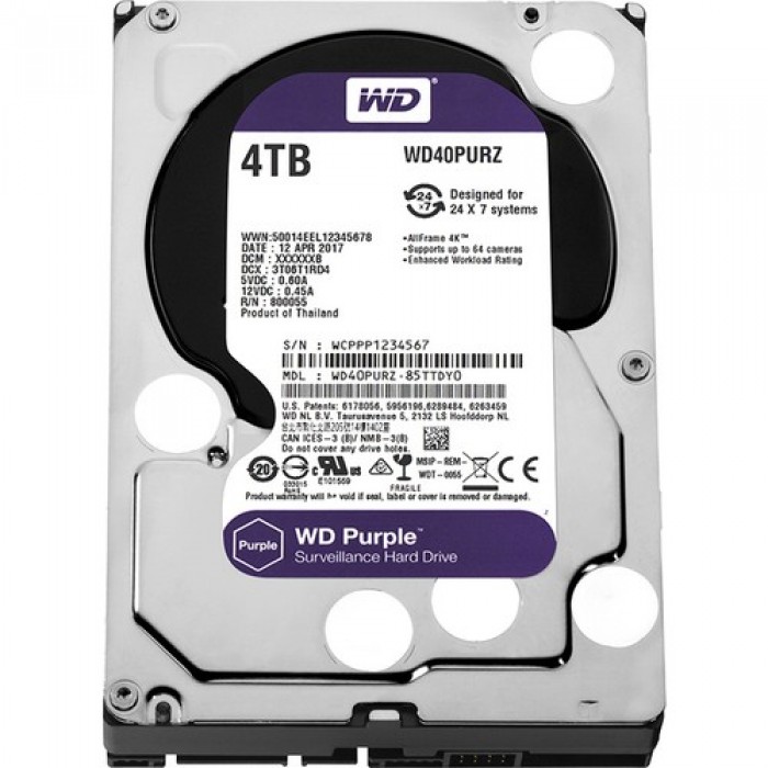 WD Purple 4TB 3,5" SATA III 6Gbit/s 64MB 7/24 Güvenlik Kamerası Diski WD40PURZ